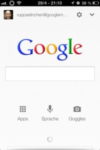 Google Now für iOS, Startscreen
