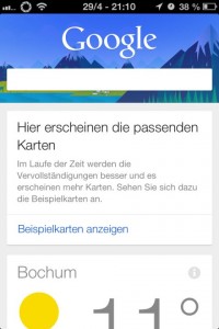 Google Now, Karten